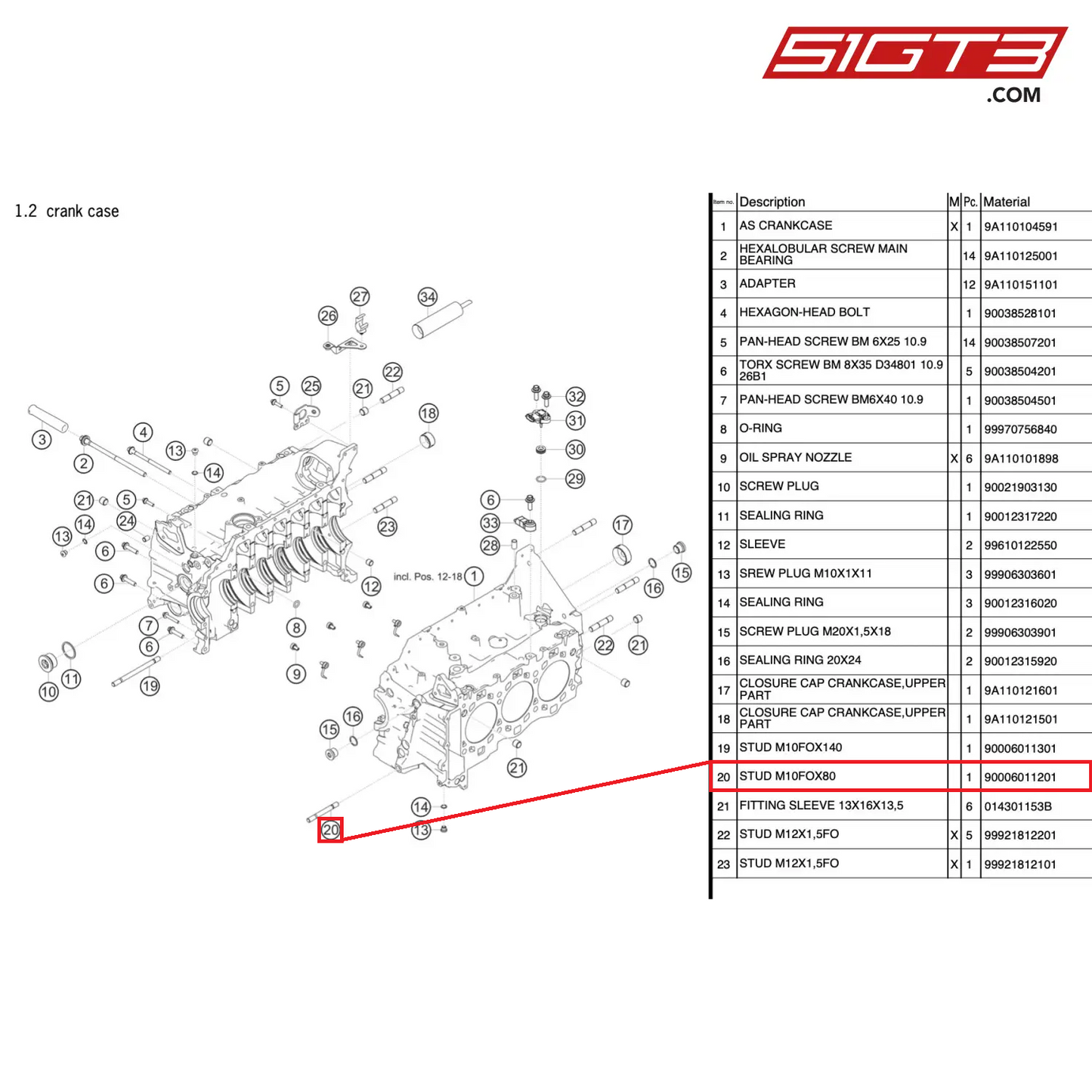 STUD M10FOX80 - 90006011201 [PORSCHE 991.2 GT3 Cup]