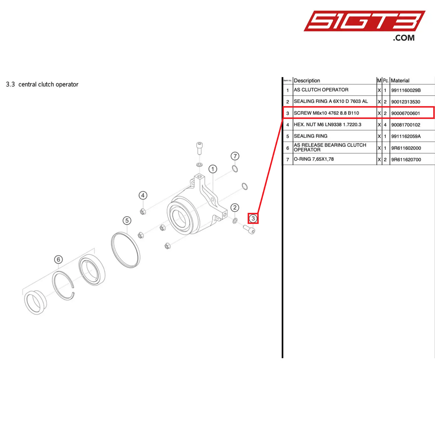 SCREW M6x10 4762 8.8 B110 - 90006700601 [PORSCHE 991.1 GT3 R]