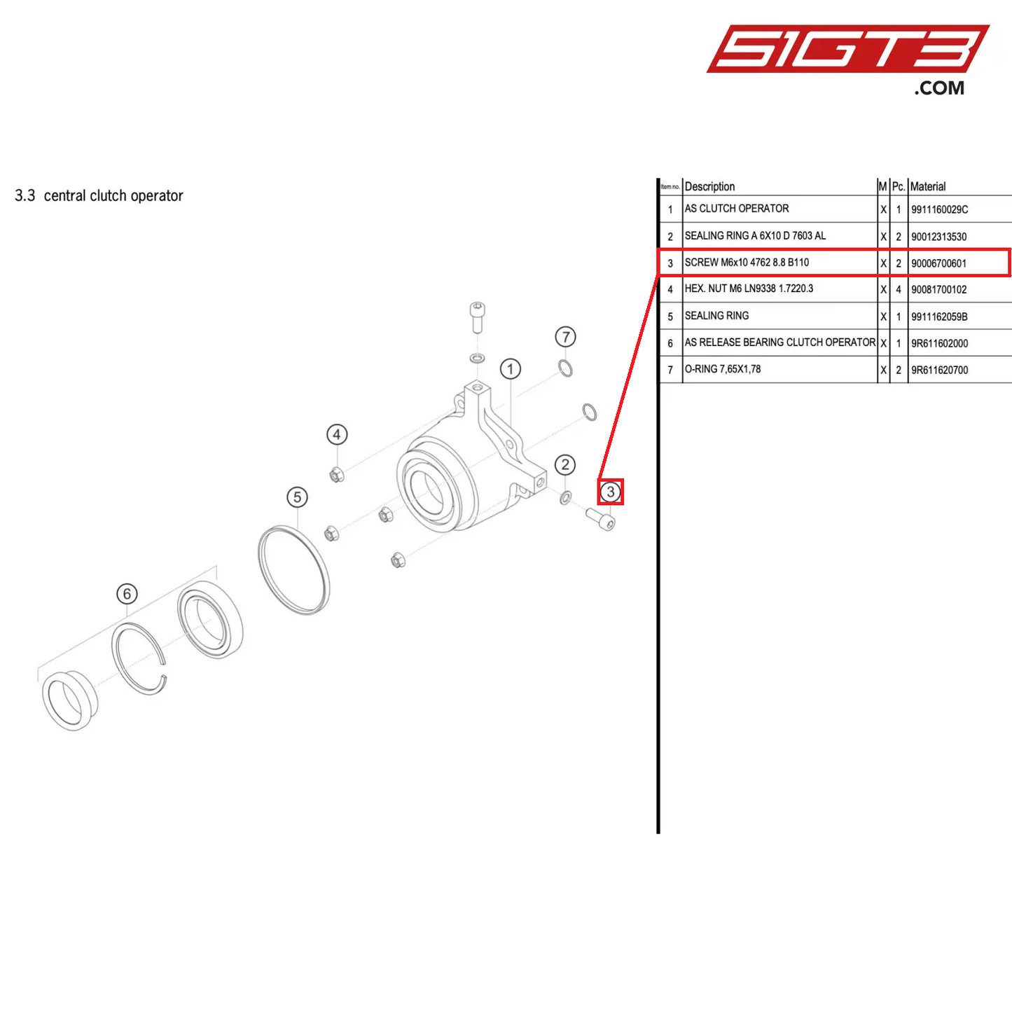 SCREW M6x10 4762 8.8 B110 - 90006700601 [PORSCHE 911 GT3 R Type 991 (GEN 2)]