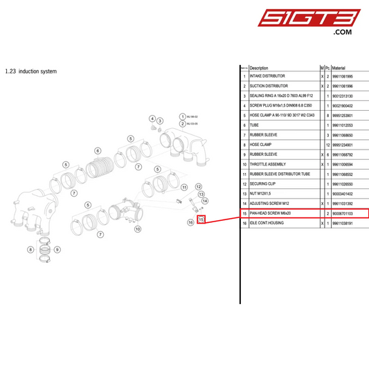 PAN-HEAD SCREW M6x20 - 90006701103 [PORSCHE 996 GT3 Cup]