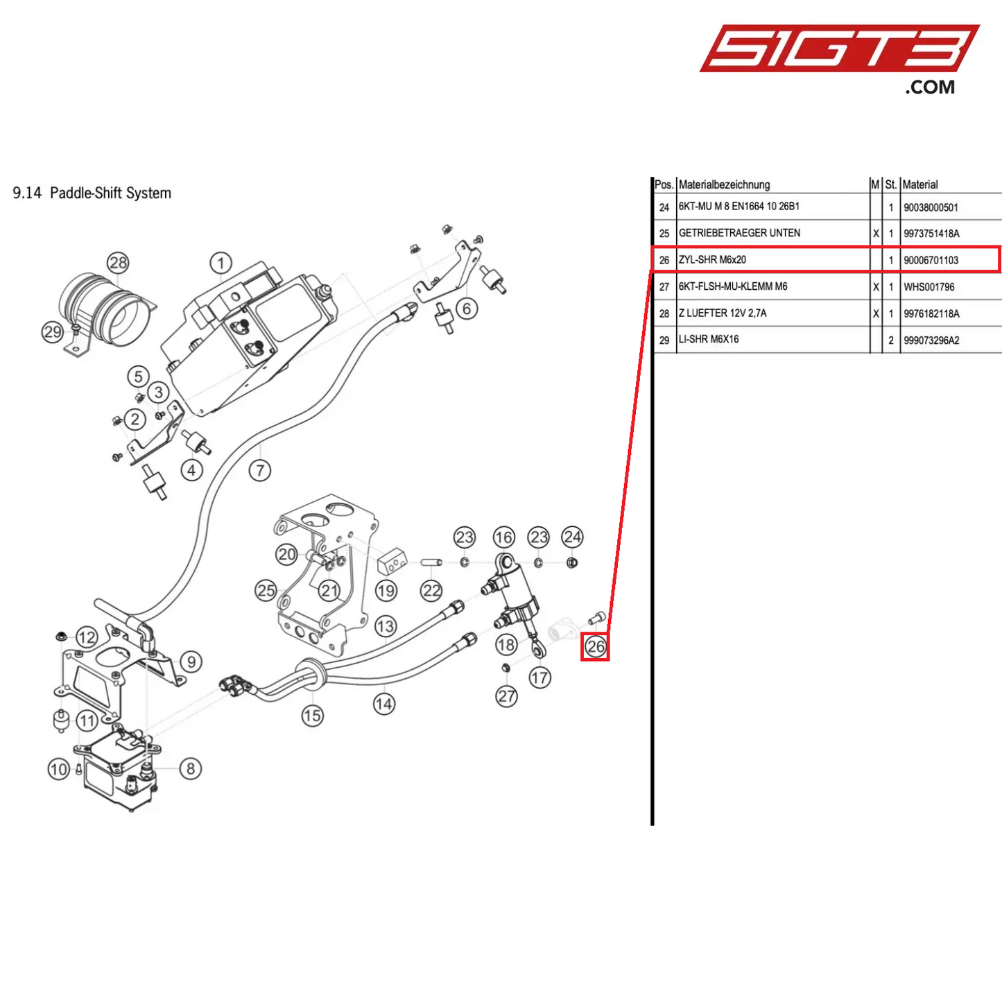 PAN-HEAD SCREW M6x20 - 90006701103 [PORSCHE 997.1 GT3 R]