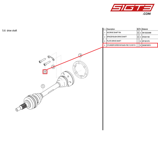 CYLINDER SCREW M10x55 4762 12.9 B110 - 90006708701 [PORSCHE 718 Cayman GT4 RS Clubsport]