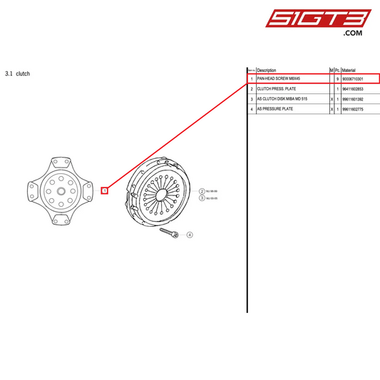 PAN-HEAD SCREW M8X45 - 90006710301 [PORSCHE 996 GT3 Cup]