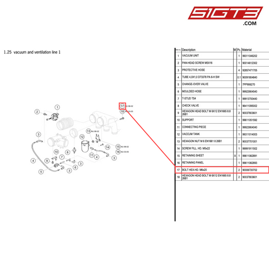 BOLT HEX-HD. M6x20 - 90006720702 [PORSCHE 996 GT3 Cup]