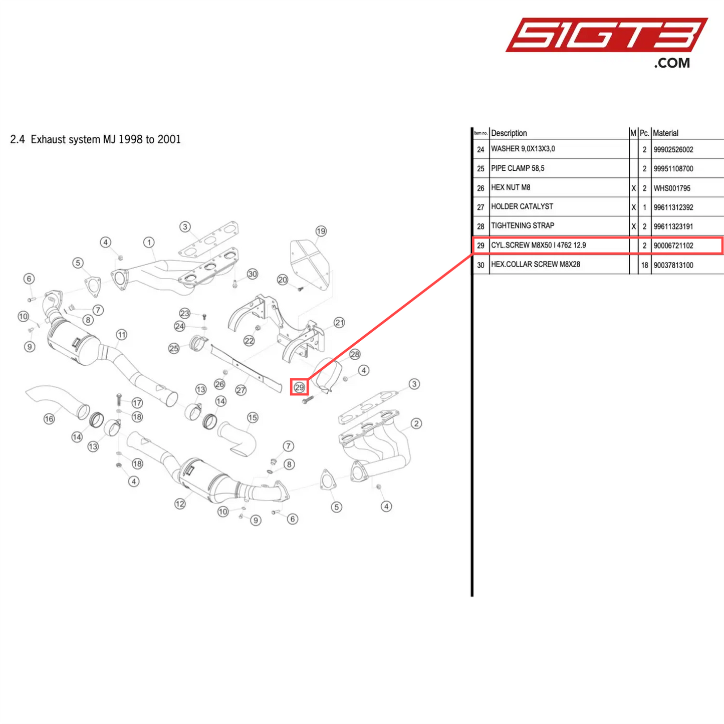 CYL.SCREW M8X50 I 4762 12.9 - 90006721102 [PORSCHE 996 GT3 Cup]