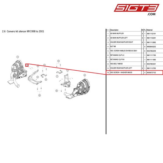 HEX SCREW + WASHER M6X20 - 90006727102 [PORSCHE 996 GT3 Cup]