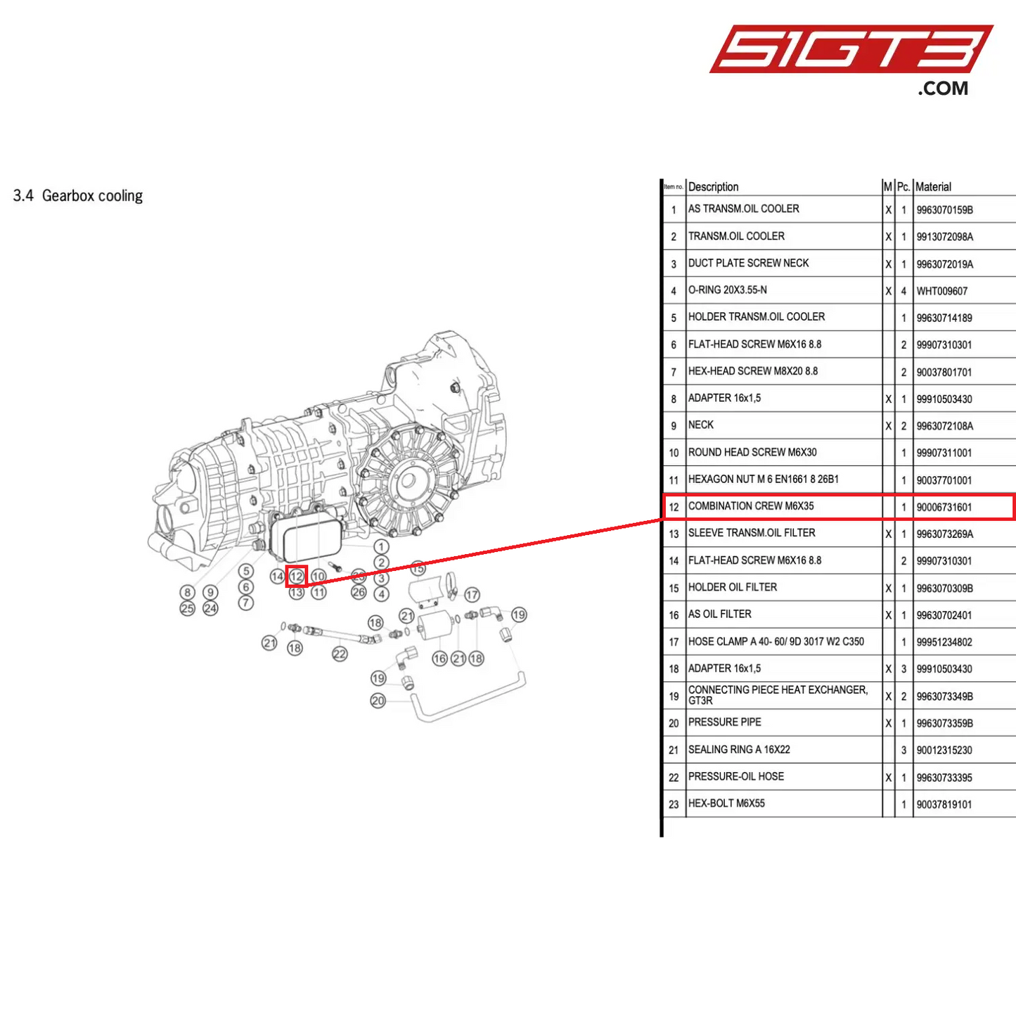 COMBINATION CREW M6X35 - 90006731601 [PORSCHE 996 GT3 Cup]