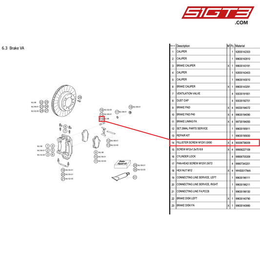 FILLISTER SCREW M12X1,5X90 - 90006736009 [PORSCHE 996 GT3 Cup]