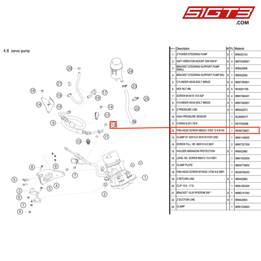 PAN-HEAD SCREW M8X20 I 4762 12.9 B140 - 90006736901 [PORSCHE 992.1 GT3 R]