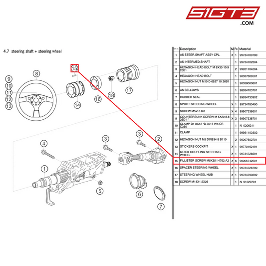 FILLISTER SCREW M5X35 I 4762 A2 - 90006742501 [PORSCHE 997.2 GT3 Cup]