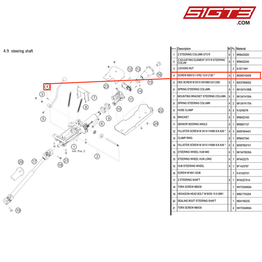 SCREW M5X15 I 4762 12.9 U120 * - 90006743409 [PORSCHE 992.1 GT3 R]