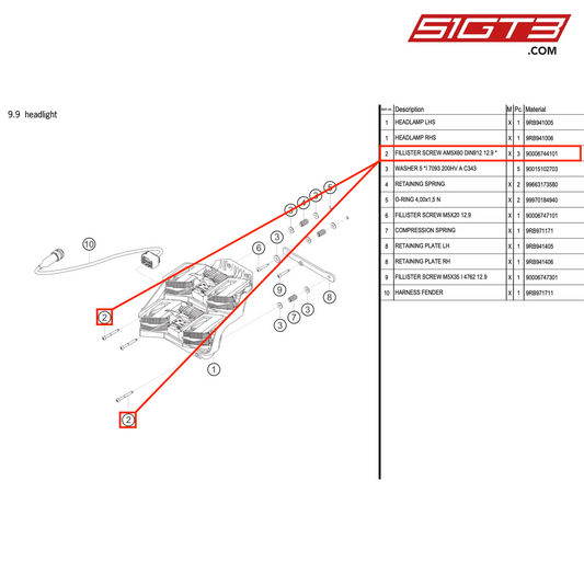 FILLISTER SCREW AM5X60 DIN912 12.9 * - 90006744101 [PORSCHE 992.1 GT3 R]