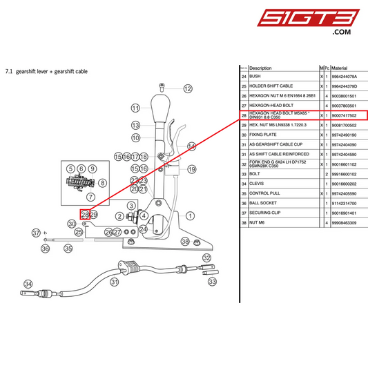 HEXAGON HEAD BOLT M5X65 *DIN931 8.8 C350 - 90007417502 [PORSCHE 997.2 GT3 Cup]