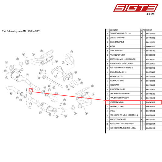 HEX SCREW M8X65 - 90007425202 [PORSCHE 996 GT3 Cup]