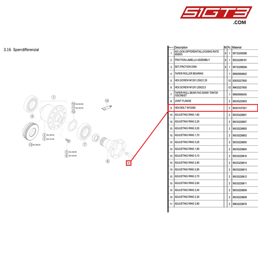 HEX-BOLT M10X85 - 90007437501 [PORSCHE 996 GT3 Cup]