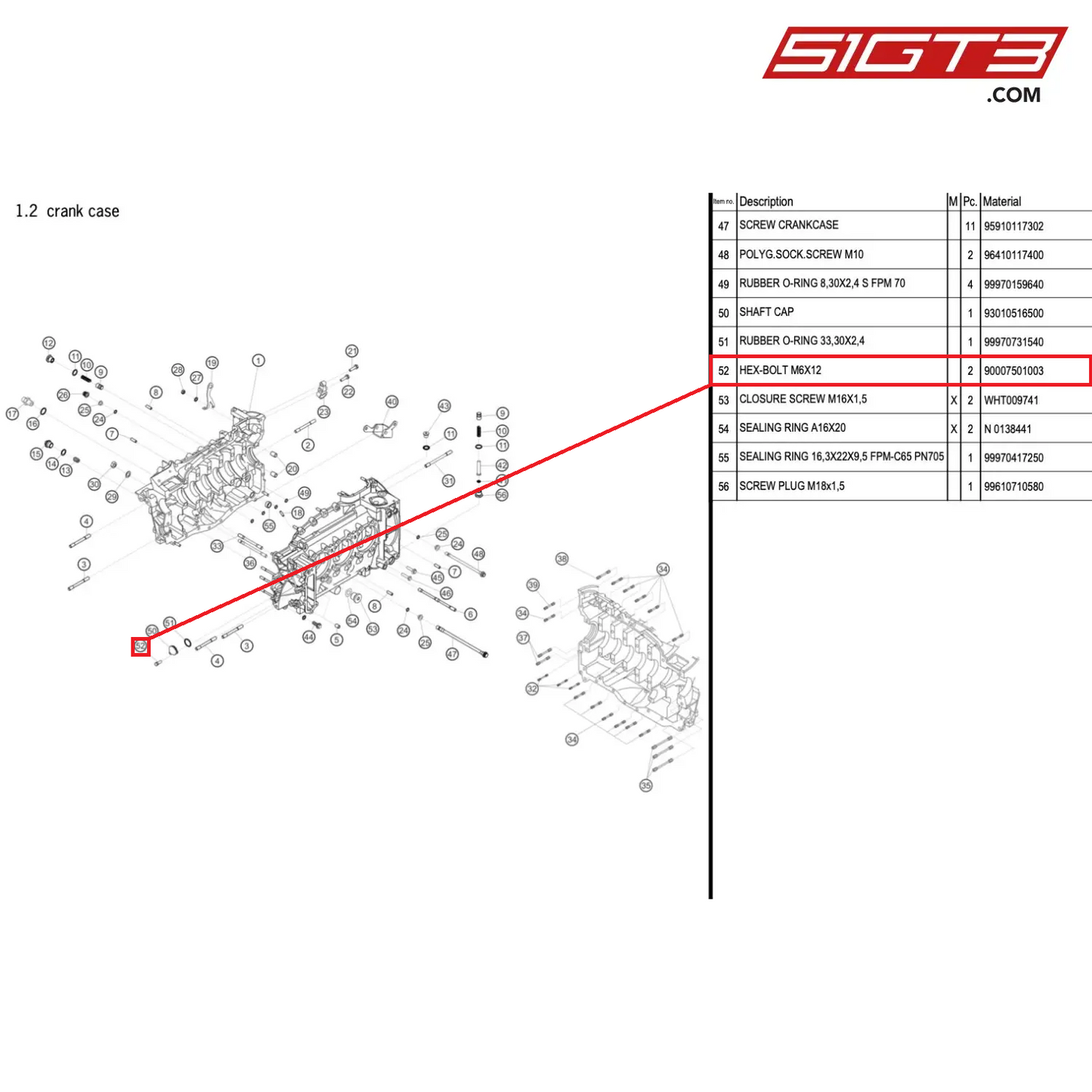 HEX-BOLT M6X12 - 90007501003 [PORSCHE 996 GT3 Cup]