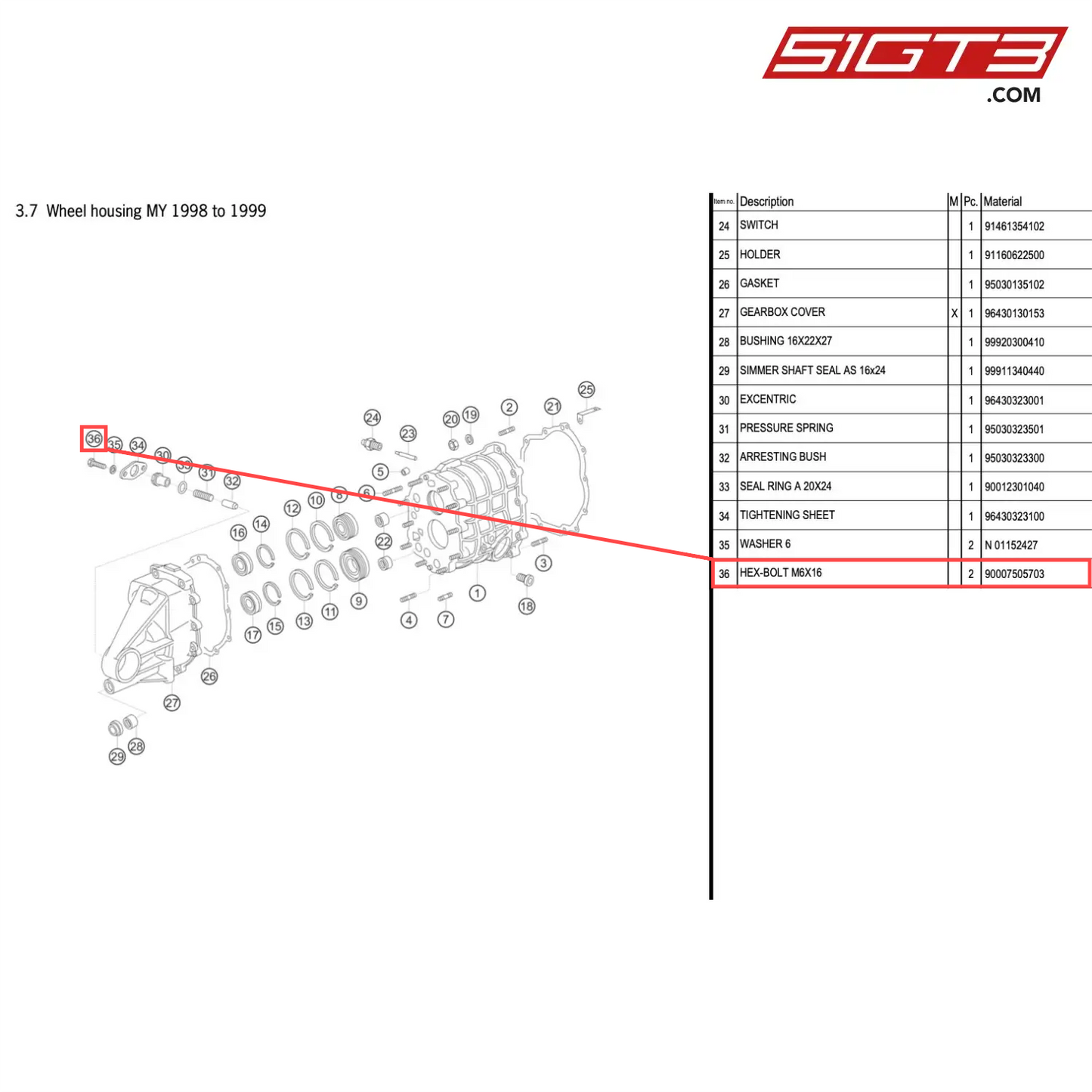 HEX-BOLT M6X16 - 90007505703 [PORSCHE 996 GT3 Cup]