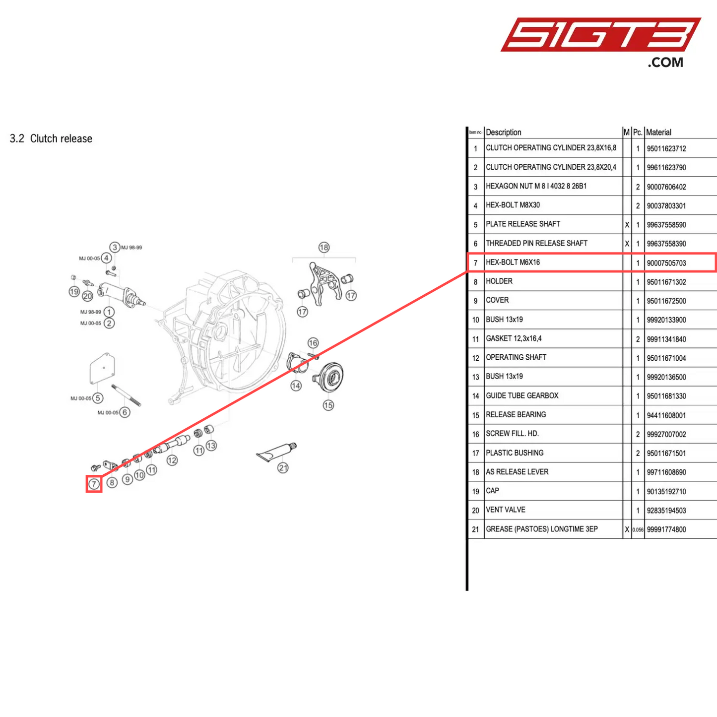 HEX-BOLT M6X16 - 90007505703 [PORSCHE 996 GT3 Cup]