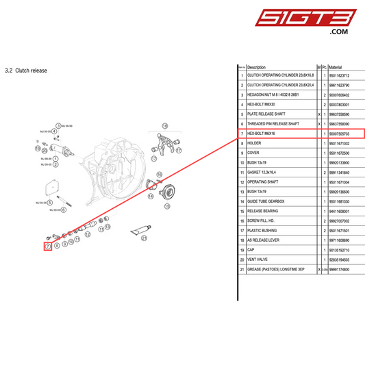 HEX-BOLT M6X16 - 90007505703 [PORSCHE 996 GT3 Cup]