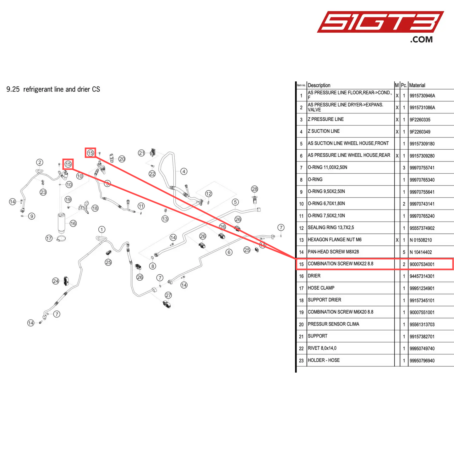 COMBINATION SCREW M6X22 8.8 - 90007534001 [PORSCHE 911 GT2 RS Clubsport]