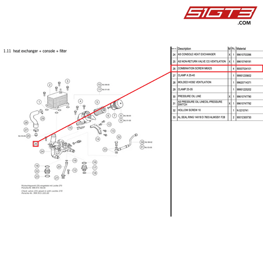 COMBINATION SCREW M6X25 - 90007534101 [PORSCHE 996 GT3 Cup]