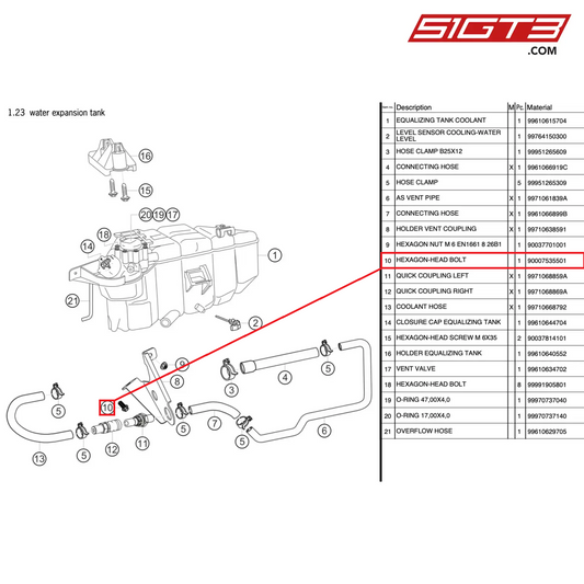 HEXAGON-HEAD BOLT M6x16 - 90007535501 [PORSCHE 997.2 GT3 Cup]