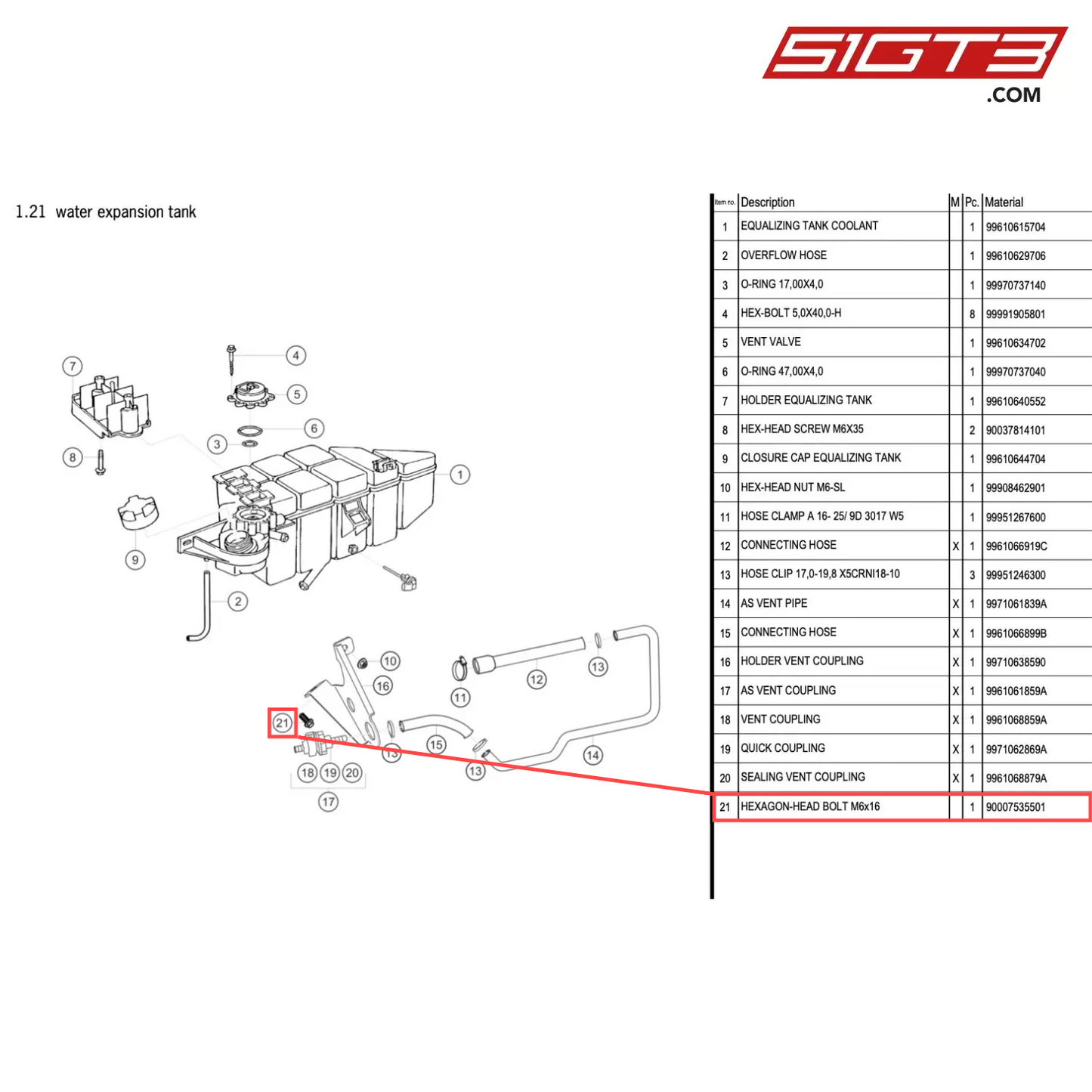 HEXAGON-HEAD BOLT M6x16 - 90007535501 [PORSCHE 996 GT3 Cup]