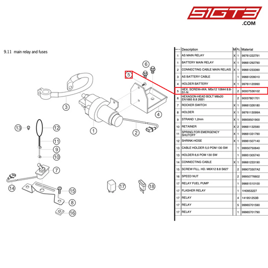 HEX. SCHRAUBE+WA. M5x12 10644 8.8-S1-N - 90007536102 [PORSCHE 997.2 GT3 Cup]