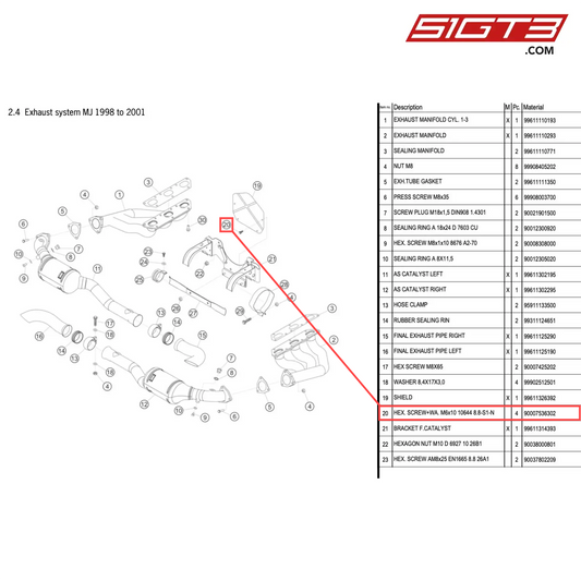 HEX. SCREW+WA. M6x10 10644 8.8-S1-N - 90007536302 [PORSCHE 996 GT3 Cup]