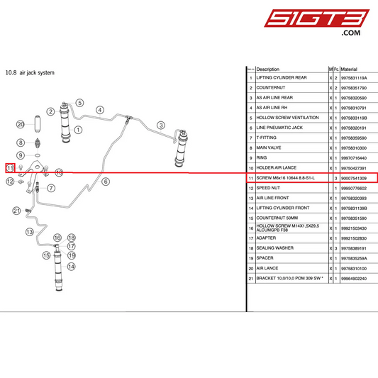 SCREW+WASHER M6x16 10644 8.8-S1-L - 90007541309 [PORSCHE 997.2 GT3 Cup]