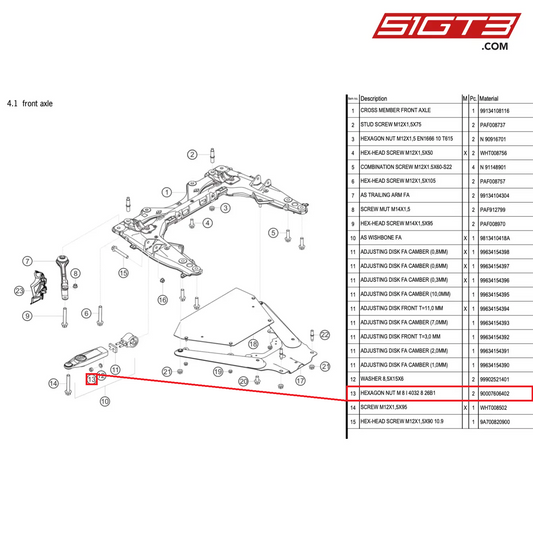 HEXAGON NUT M 8 I 4032 8 26B1 - 90007606402 [PORSCHE 718 Cayman GT4 RS Clubsport]