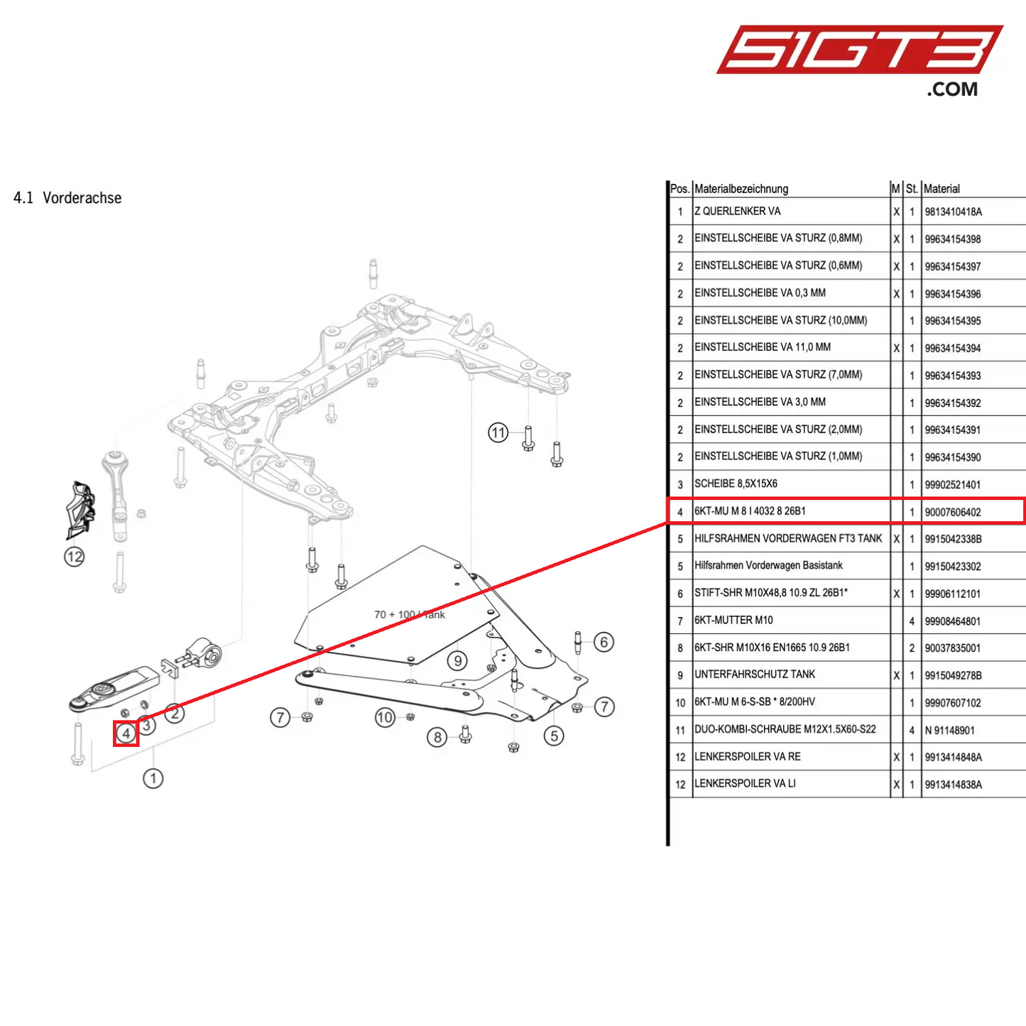 HEXAGON NUT M 8 I 4032 8 26B1 - 90007606402 [PORSCHE Cayman 981 GT4 Clubsport]