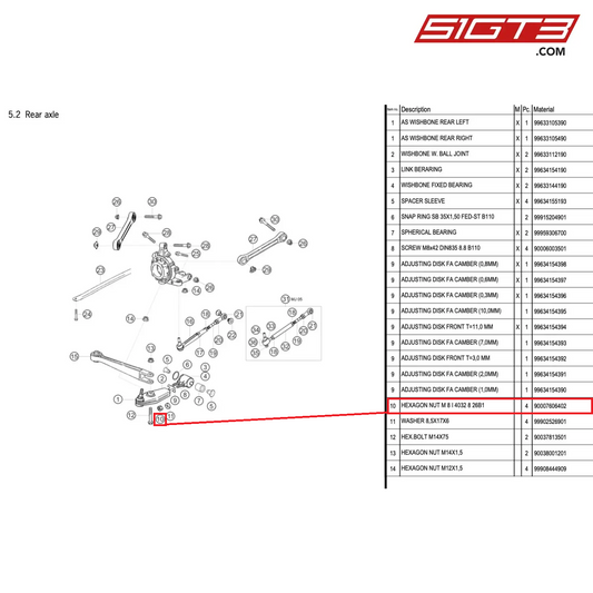 HEXAGON NUT M 8 I 4032 8 26B1 - 90007606402 [PORSCHE 996 GT3 Cup]