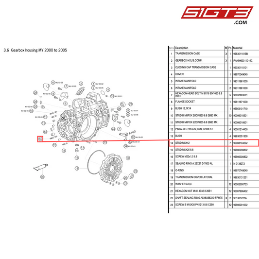 STUD M8X42 - 90008104202 [PORSCHE 996 GT3 Cup]