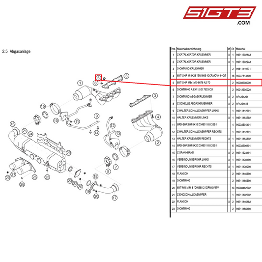 HEX. SCREW M8x1x10 8676 A2-70 - 90008308000 [PORSCHE 991.1 GT3 Cup (2014)]