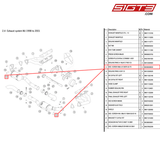 HEX. SCREW M8x1x10 8676 A2-70 - 90008308000 [PORSCHE 996 GT3 Cup]