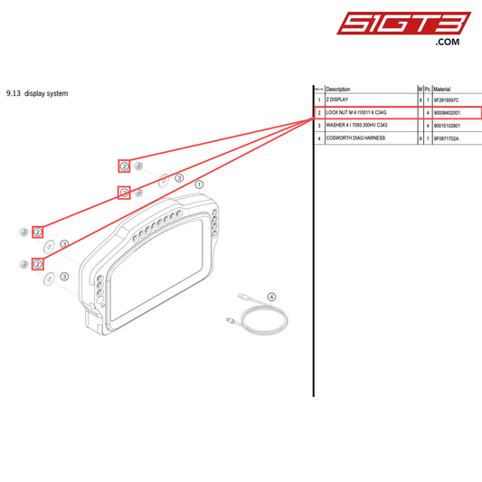 LOCK NUT M 4 I10511 6 C34G - 90008402001 [PORSCHE 718 Cayman GT4 Clubsport]