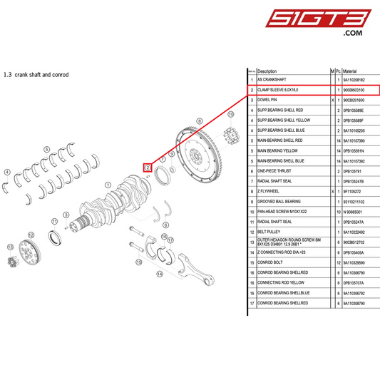 CLAMP SLEEVE 6,0X16,0 - 90009503100 [PORSCHE 991.1 GT3 Cup (2017)]