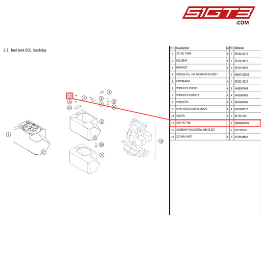 CAP NUT M5 - 90009601402 [PORSCHE 718 Cayman GT4 Clubsport]