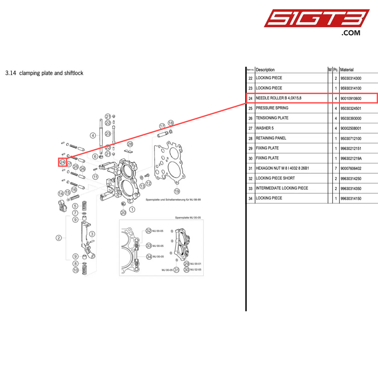 NEEDLE ROLLER B 4,0X15,8 - 90010910600 [PORSCHE 996 GT3 Cup]