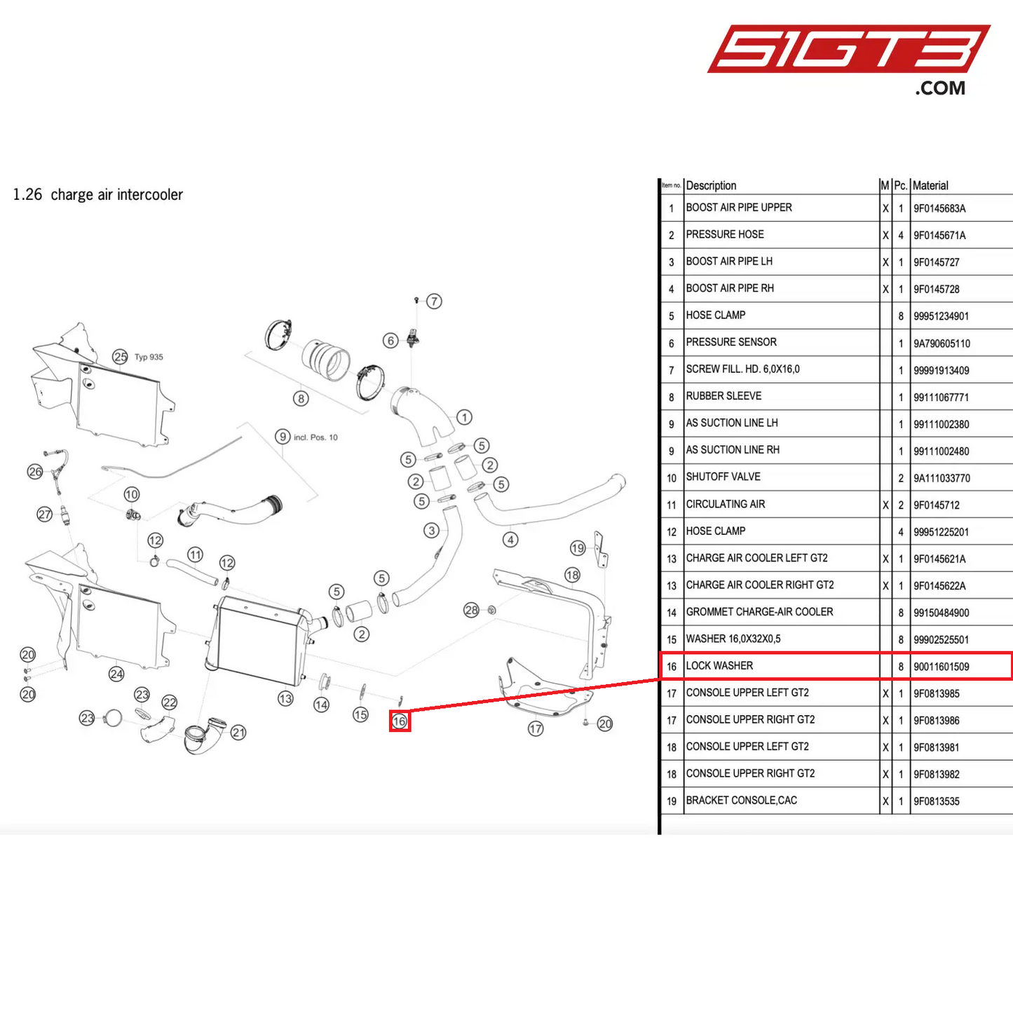 LOCK WASHER - 90011601509 [PORSCHE 911 GT2 RS Clubsport]