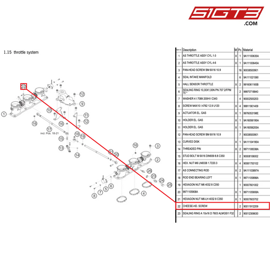 CHEESE-HD. SCREW - 90011912209 [PORSCHE 911 GT3 R Type 991 (GEN 2)]