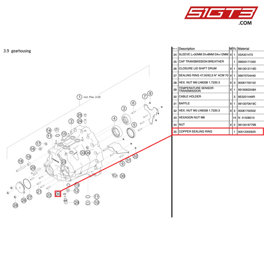 COPPER SEALING RING - 90012300625 [PORSCHE 991.2 GT3 Cup]