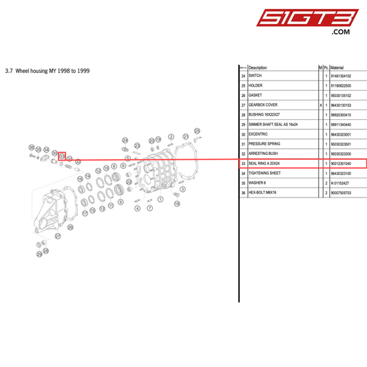 SEAL RING A 20X24 - 90012301040 [PORSCHE 996 GT3 Cup]