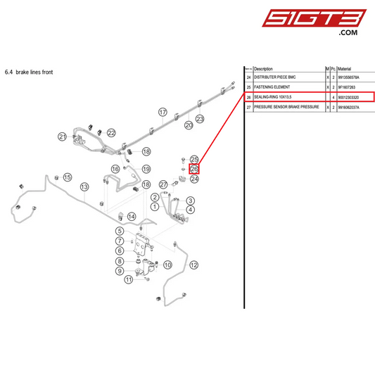 SEALING-RING 10X13,5 - 90012303320 [PORSCHE 991.1 GT3 Cup (2017)]