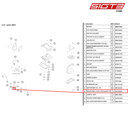 SEALING RING A 10x16 D 7603 ALMGSI1 F32 - 90012306630 [PORSCHE 992.1 GT3 R]