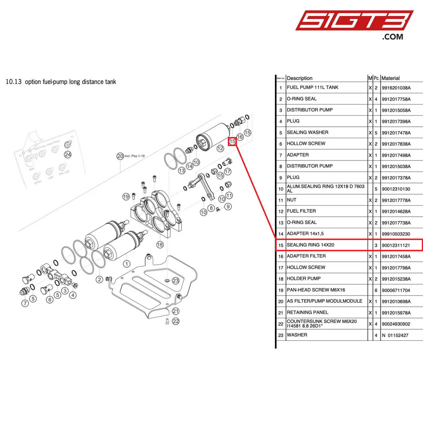 SEALING RING 14X20 - 90012311121 [PORSCHE 991.2 GT3 Cup]