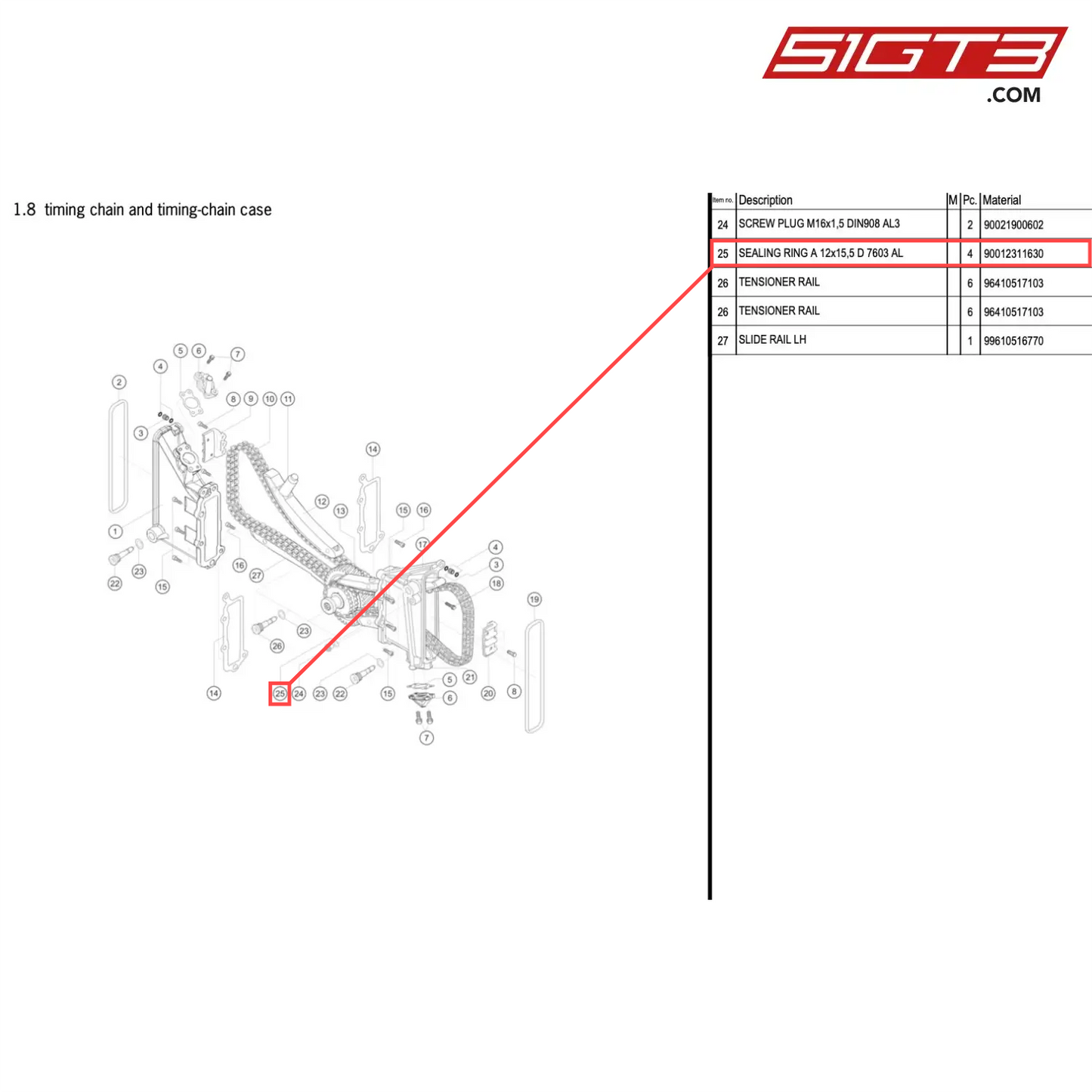 SEALING RING A 12x15,5 D 7603 AL - 90012311630 [PORSCHE 996 GT3 Cup]