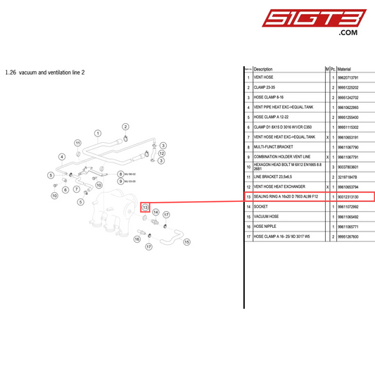 SEALING RING A 16x20 D 7603 AL99 F12 - 90012313130 [PORSCHE 996 GT3 Cup]