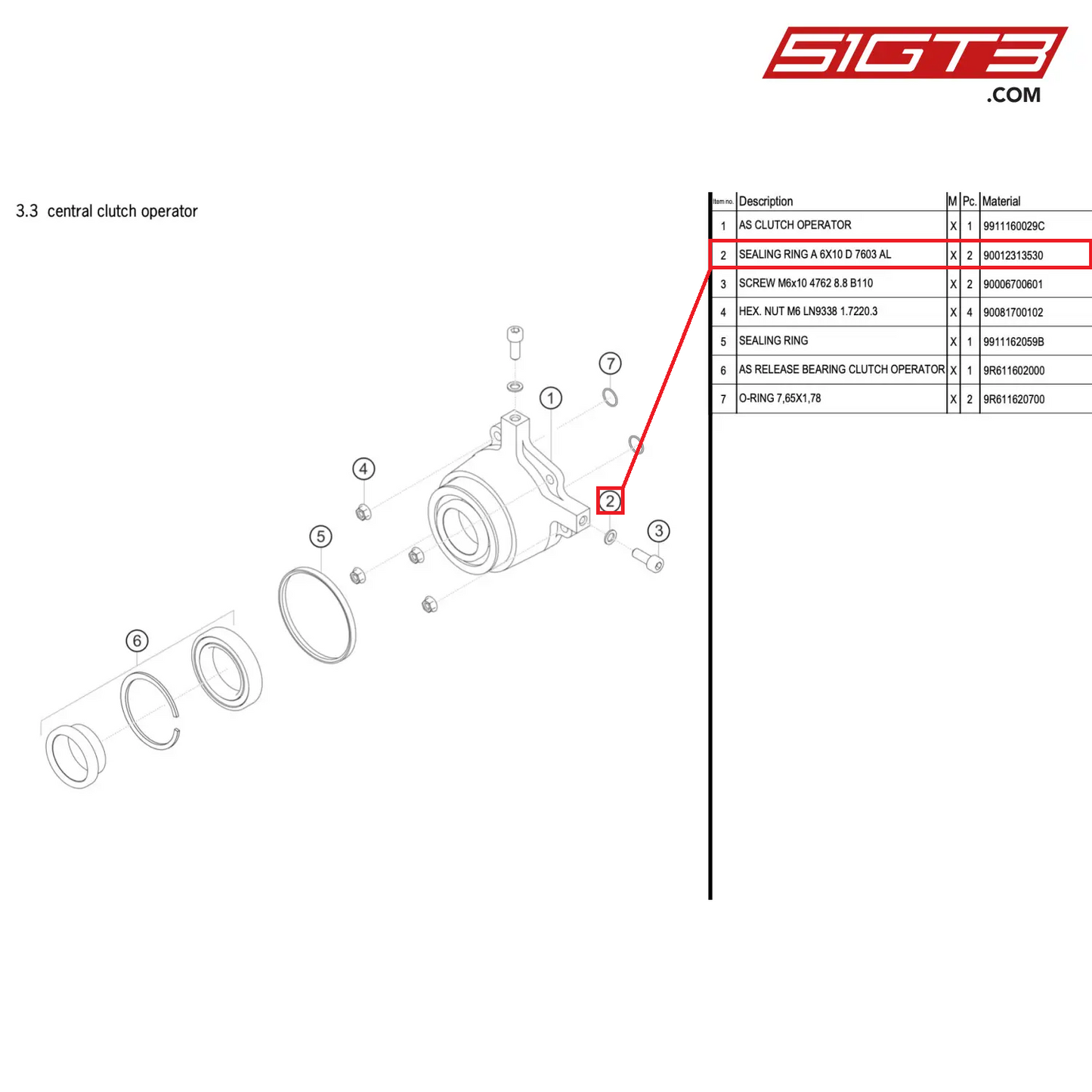 SEALING RING A 6X10 D 7603 AL - 90012313530 [PORSCHE 911 GT3 R Type 991 (GEN 2)]